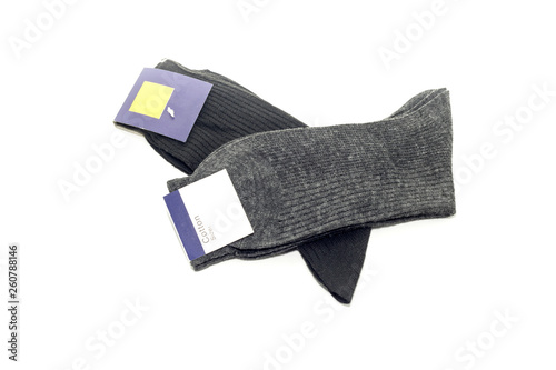 Black and gray men's socks are isolated