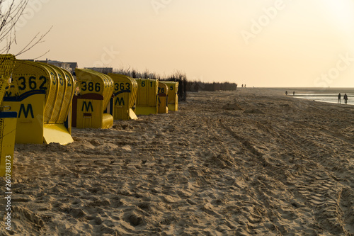 Strandpanorama in Duhnen, Cuxhaven, mit Sonnenuntergang