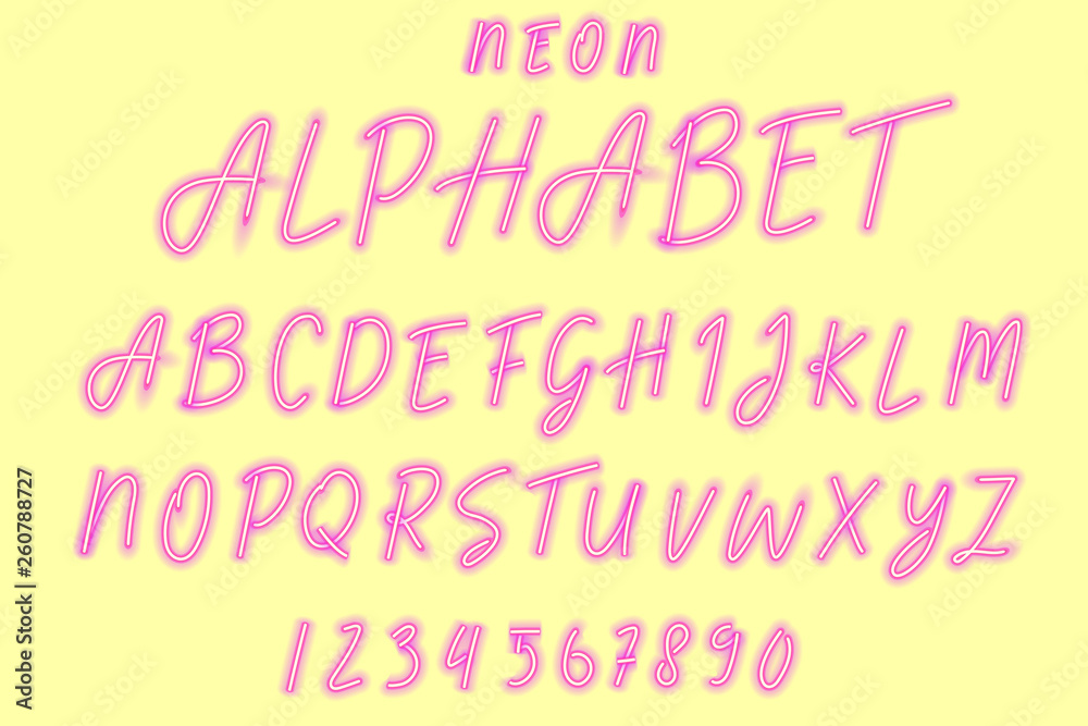 Purple  Alphabet Neon Type