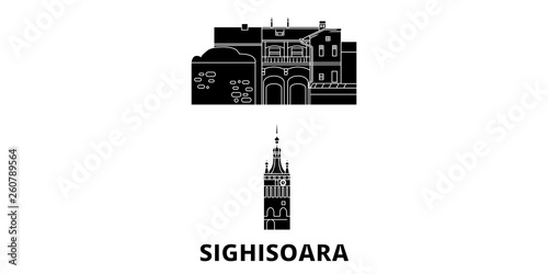 Canvas Print Romania, Sighisoara flat travel skyline set