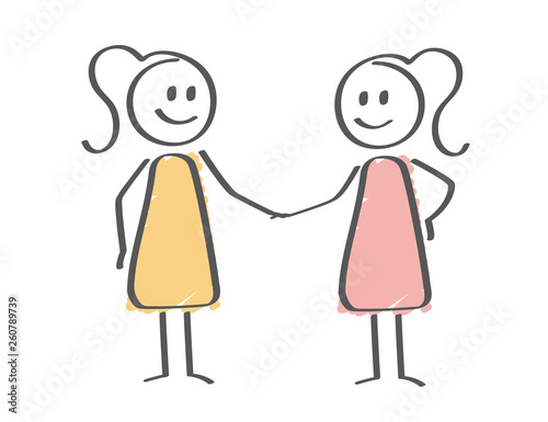 Stick Figure - women shaking hands