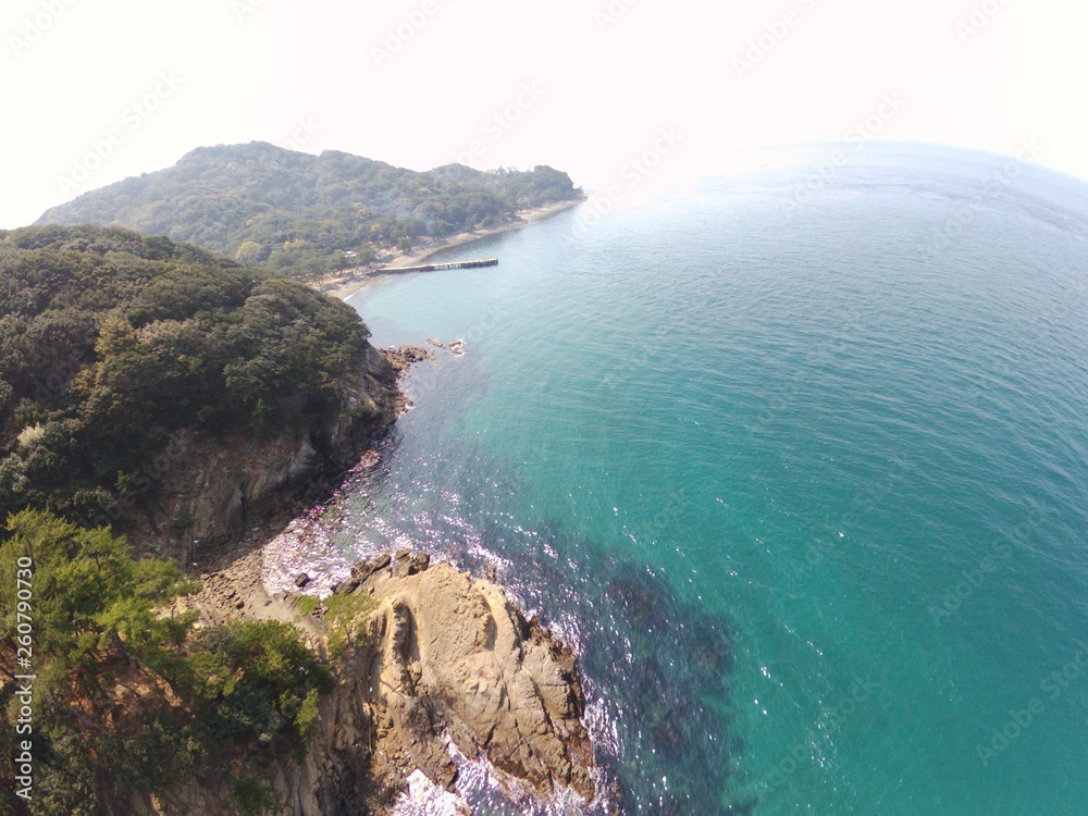 Japan Wakayama kada tomogasima island drone Helicopter shot