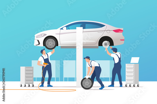 Car service and repair. Vector illustration.
