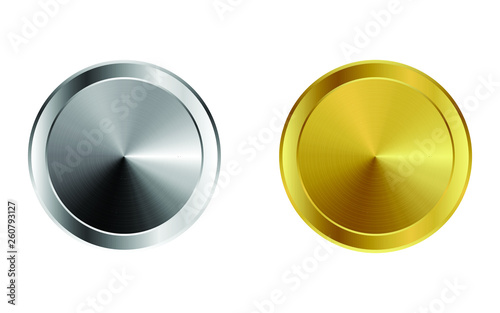 Realistic metallic buttons vector design illustration isolated on white background