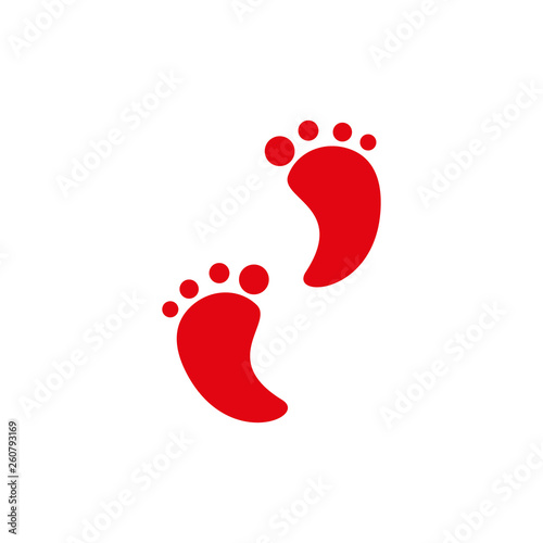 Paper clipped sticker Footprint symbol. Isolated illustration icon