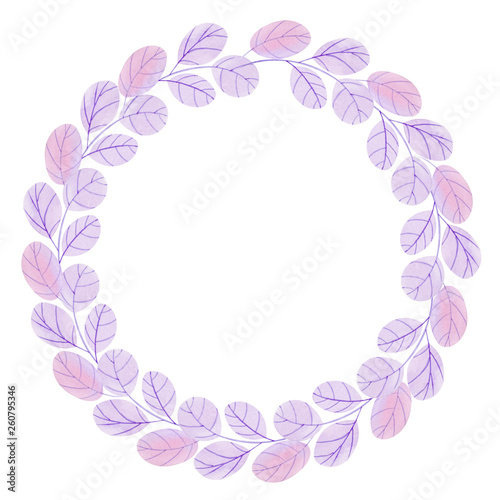 Wreath with pastel pink and violet leaves