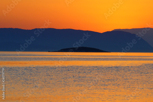 Sunset above a beach on Skopelos Island  Greece