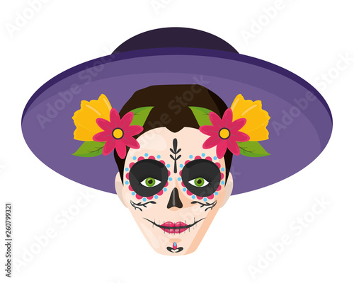 catrina with hat mexican culture