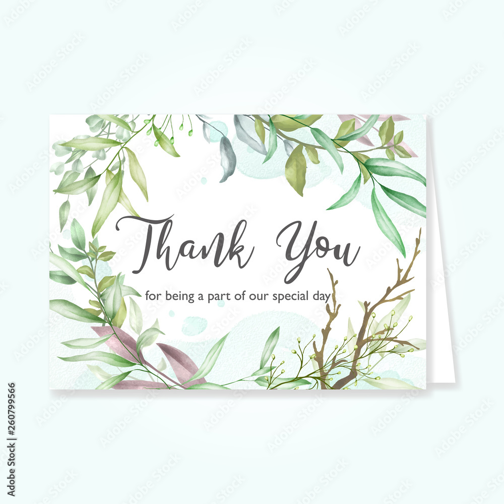 Beautiful leaves card with thank you message