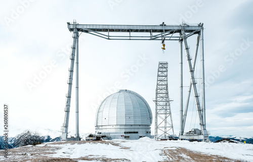 Fototapeta Naklejka Na Ścianę i Meble -  Biggest in Eurasia optical astronomical telescope with 6m mirror. Zelenchukskaya, Caucasus , Russia 