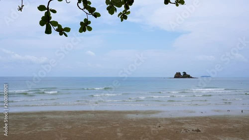 Sea and beach with blue skies in the summer holiday atmosphere.Location Mae Ramphueng Beach, Rayong, Thailand photo