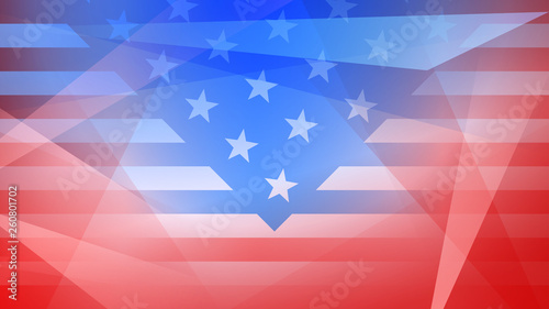 Independence day abstract background with elements of the american flag in red and blue colors