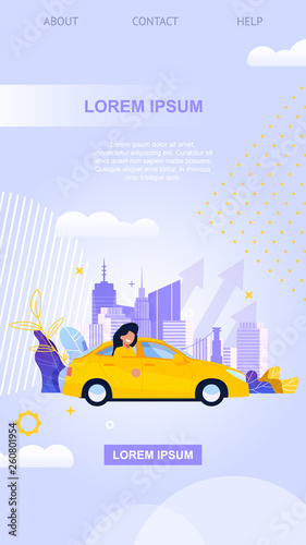 City Taxi Mobile App. Yellow Car Flat Illustration © pavelvinnik