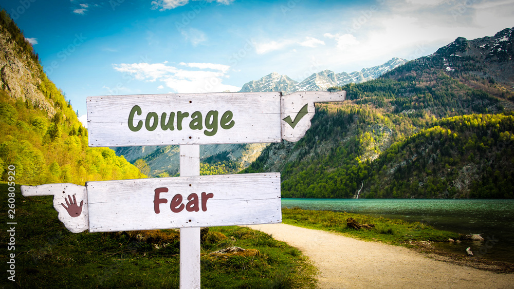 Street Sign Courage versus Fear
