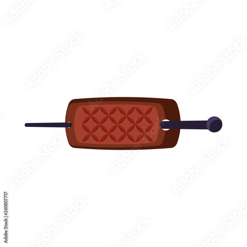 Authentic leather hairpin flat icon. Decoration, hairstyle, hairdo. Hair accessories concept. Vector illustration can be used for topics like fashion, hair stylist, beauty