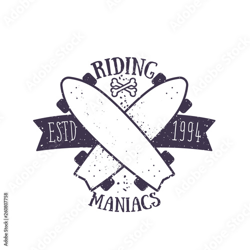 vintage t-shirt print with longboards, vector