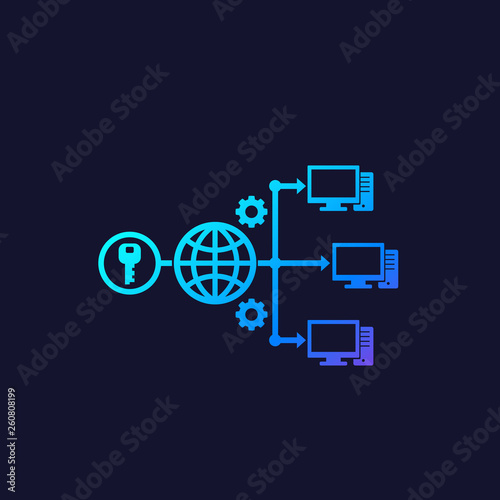 Remote access via web vector icon