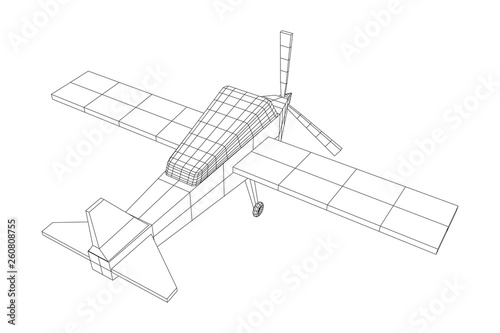 Plane Abstract polygonal wireframe airplane. Travel aircraft, tourism and vacation concept. Wireframe low poly mesh vector illustration