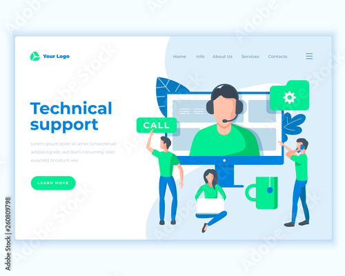 Landing page template technical support concept with office people. © Виктория Суханова