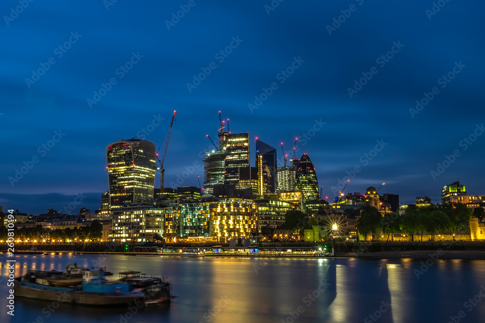 view of london buildings in the night