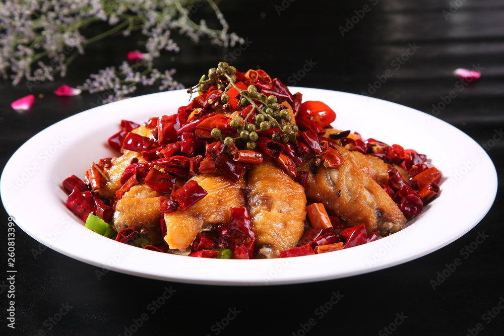 Fototapeta premium chicken with rice and vegetables