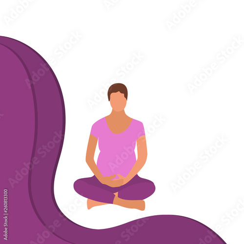 Doula for pregnant woman banner template in a modern cartoon style.
