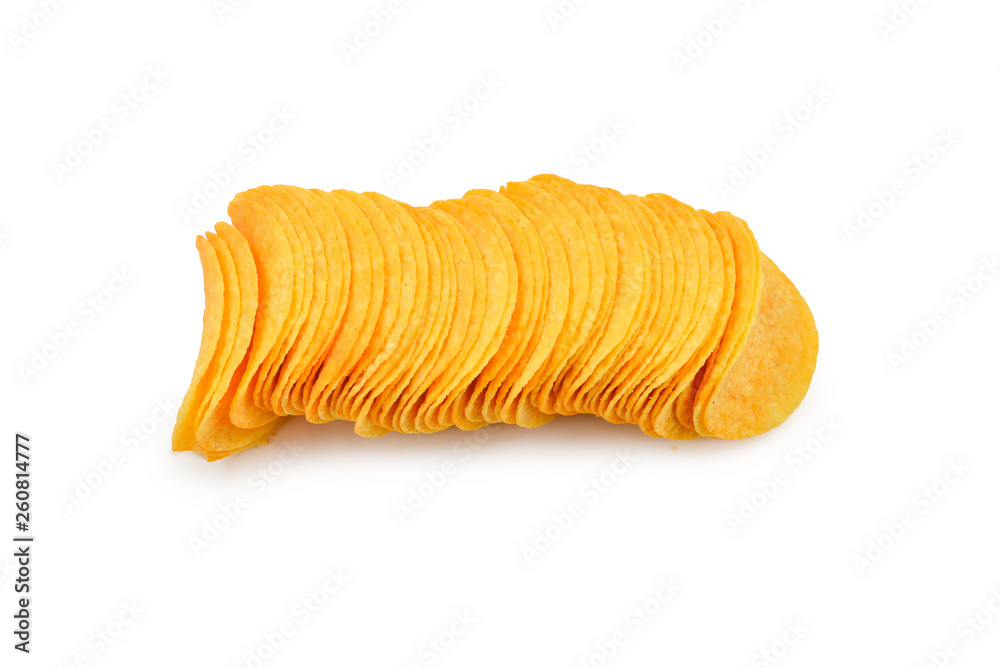 Potato chips isolated on white background. Potato chips isolated on white background.