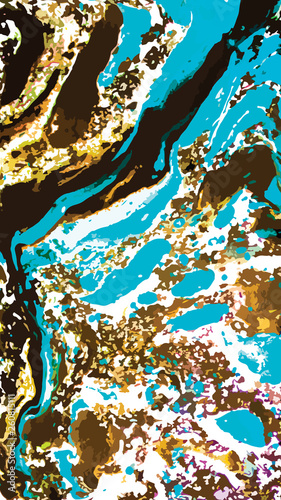 Marbling texture design in navy blue, green turquoise, aquamarine texture. Vector illustration. Abstract ocean, Natural Luxury.