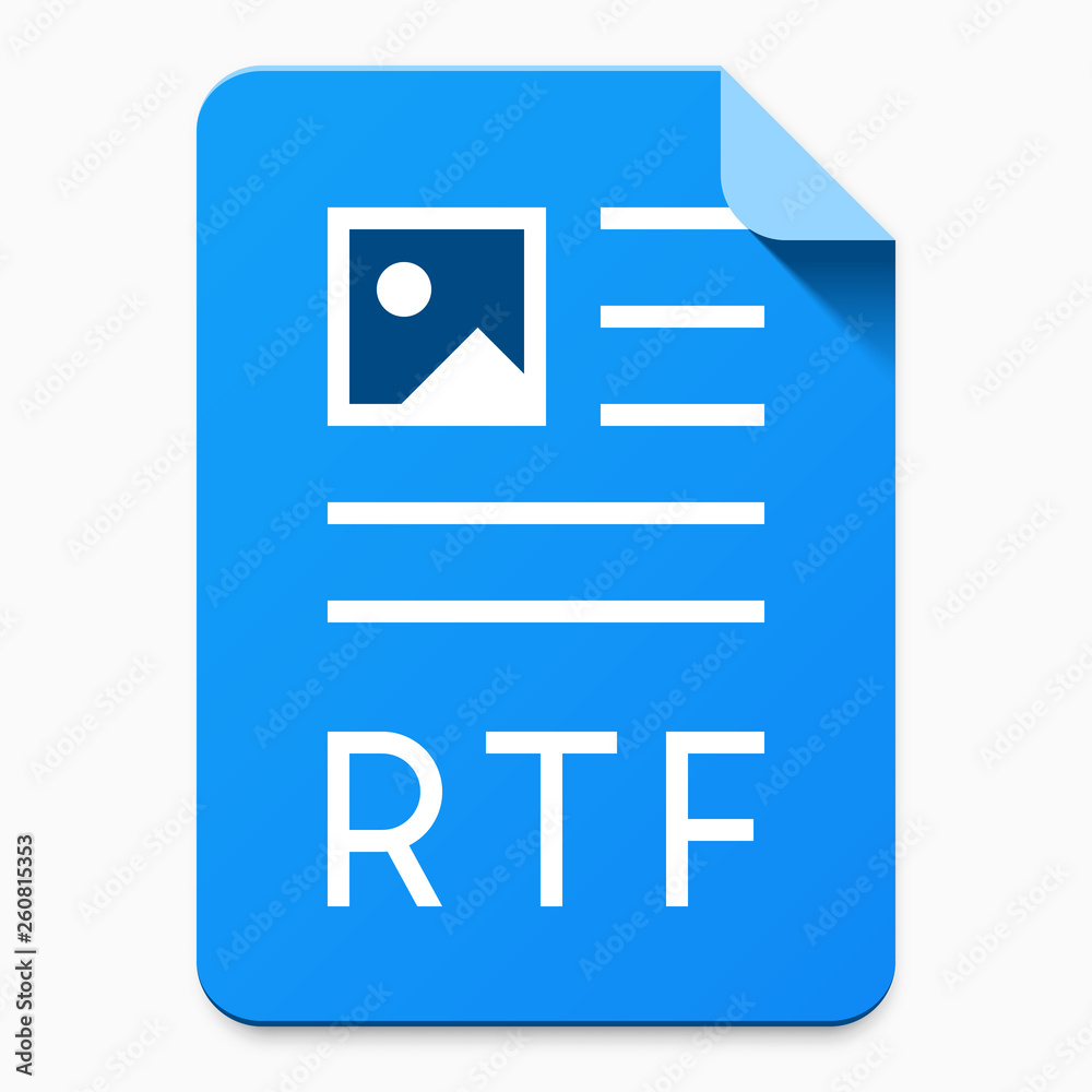 Material design RTF file type icon. Graphical user interface element for applications, web sites & data services