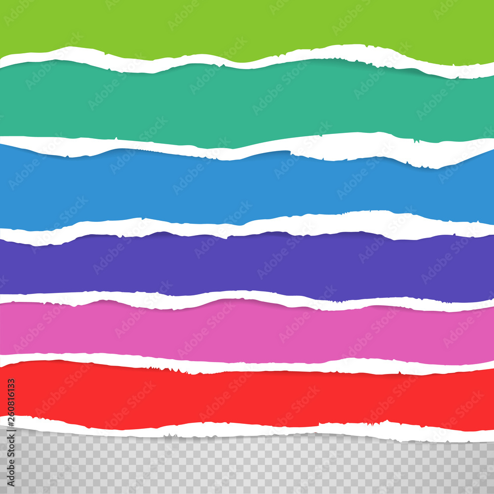 Color paper sheets with ragged edges. Paper elemets for design isolated on transparent Color paper sheets with ragged edges. Paper elemets for design isolated on transparent