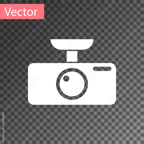 White Car DVR icon isolated on transparent background. Car digital video recorder icon. Vector Illustration