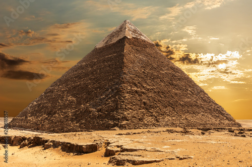 The Pyramid of Khafre at sunrise, Giza, Egypt