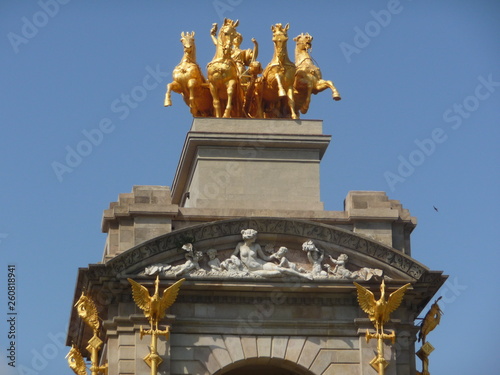 Historical building with gold horses