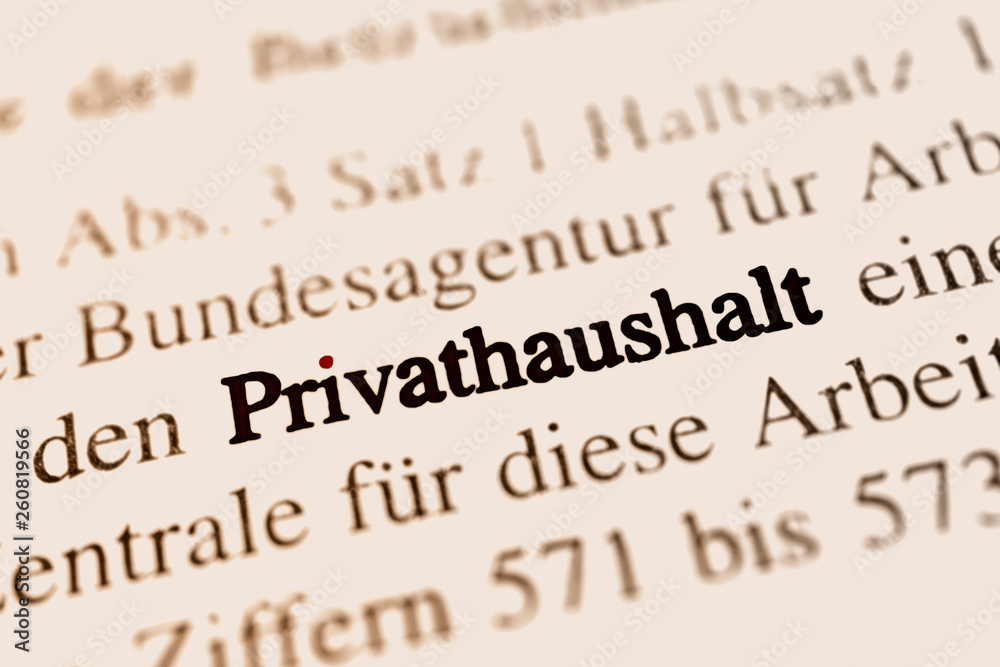 Privathaushalt - Wort mit roten i-Punkt, sepia Hintergrund Privathaushalt - Wort mit roten i-Punkt, sepia Hintergrund