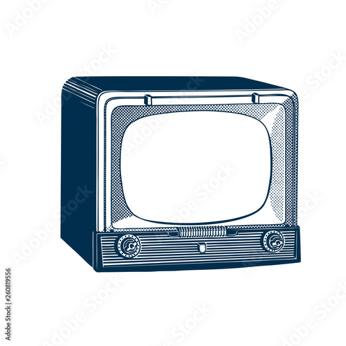 Vintage Style Clip Art - Television - Vector EPS10.