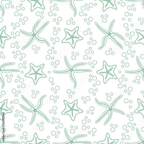 Vector seamless pattern with starfish.