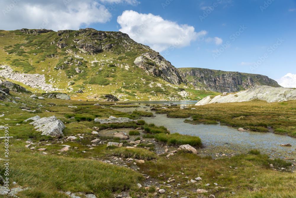 Amazing landscape with The Trefoil lake at The Seven Rila Lakes, Rila Mountain, Bulgaria