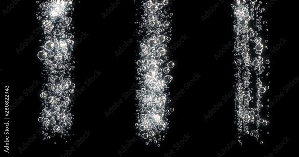 3d animation of bubbles moving and floating on a black background