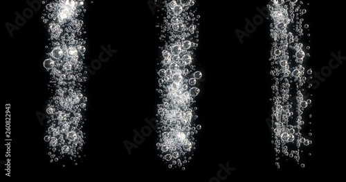 3d animation of bubbles moving and floating on a black background