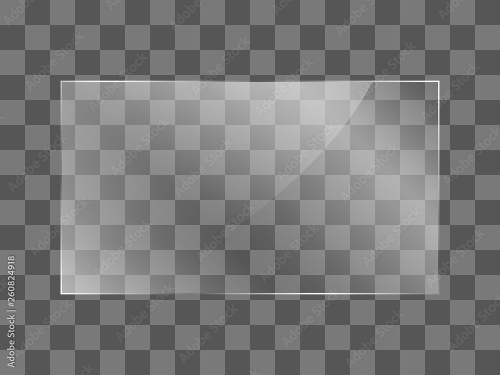 The texture of glass, mirrors, windows. Rectangular glass plate. Light ...