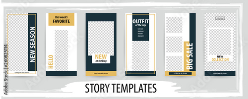 Trendy editable template for social networks stories, vector illustration.