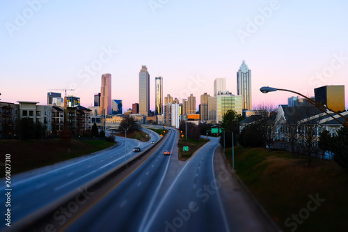 Atlanta city panoramic view skyline  tilt shift effect  Georgia  USA