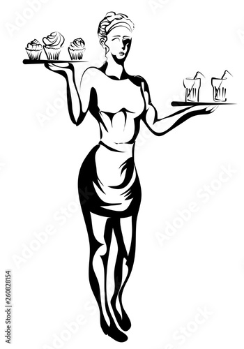 waitress silhouette