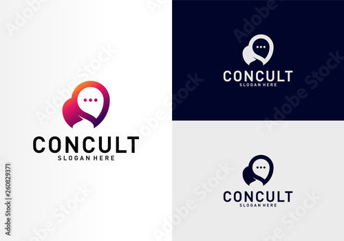 Business Consulting Logo Concept. App Chat Talk Bubble Logo Vector. Icon Symbol