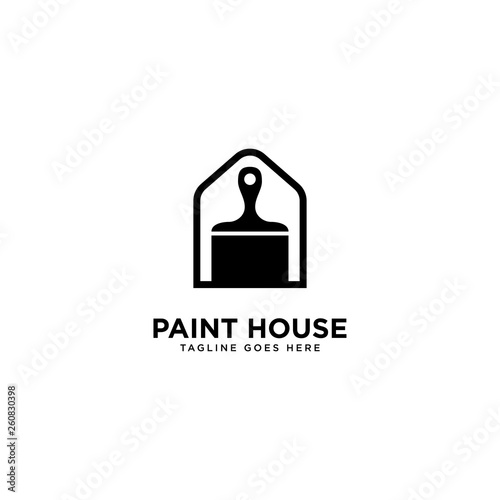 paint home logo simple line logo template vector illustration - Vector