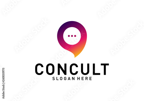 Business Consulting Logo Concept. App Chat Talk Bubble Logo Vector. Icon Symbol
