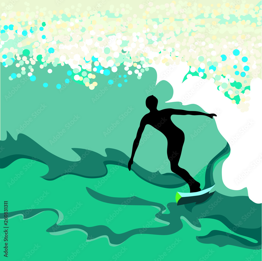 Surfer and Big Wave Vector