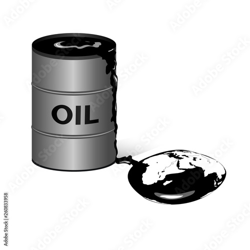 Pouring down oil as map of the world vector illustration