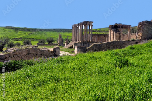 Landscape of Temple of Juno in Dougga, Tunisia