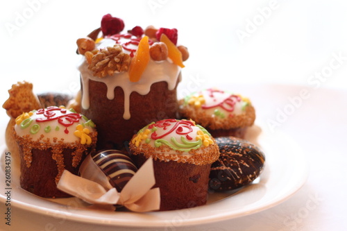 still life with Easter cakes. Easter light, traditional food